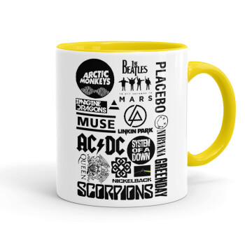 Best Rock Bands Collection, Mug colored yellow, ceramic, 330ml
