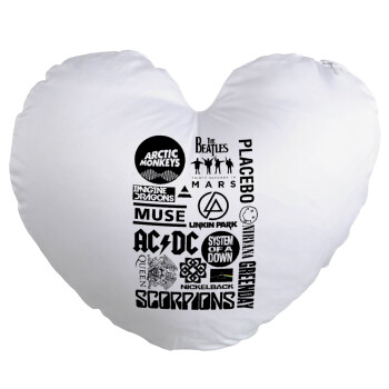 Best Rock Bands Collection, Μαξιλάρι καναπέ καρδιά 40x40cm περιέχεται το  γέμισμα