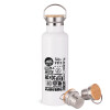 Stainless steel White with wooden lid (bamboo), double wall, 750ml