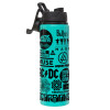 Metallic water bottle with safety lid, 850ml aluminum