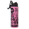 Metallic water bottle with safety lid, 850ml aluminum
