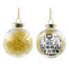 Transparent Christmas tree ball ornament with gold filling 8cm