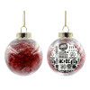 Transparent Christmas tree ball ornament with red filling 8cm