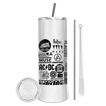 Best Rock Bands Collection, Eco friendly stainless steel tumbler 600ml, with metal straw & cleaning brush