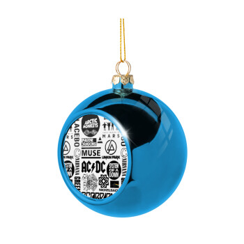 Best Rock Bands Collection, Blue Christmas tree ball ornament 8cm