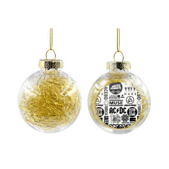 Best Rock Bands Collection, Χριστουγεννιάτικη μπάλα δένδρου διάφανη με χρυσό γέμισμα 8cm