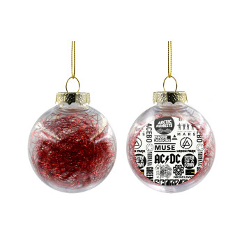 Best Rock Bands Collection, Transparent Christmas tree ball ornament with red filling 8cm