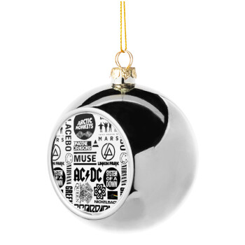Best Rock Bands Collection, Silver 8cm Christmas tree ball ornament