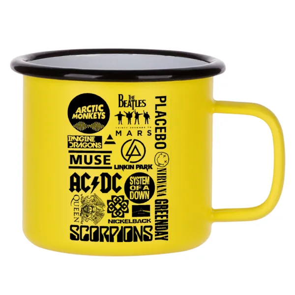 Best Rock Bands Collection — Κούπα Μεταλλική εμαγιέ ΜΑΤ Κίτρινη 360ml