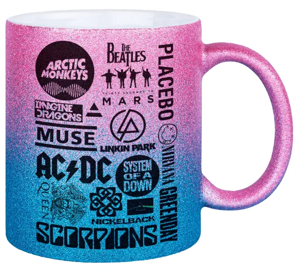 Best Rock Bands Collection — Κούπα Χρυσή/Μπλε Glitter, κεραμική, 330ml