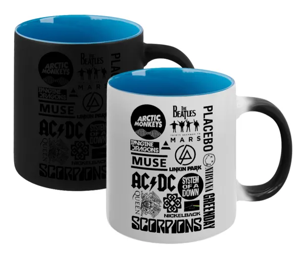 Best Rock Bands Collection — Magic mug with blue interior, ceramic, 330ml, changes colour with hot drinks