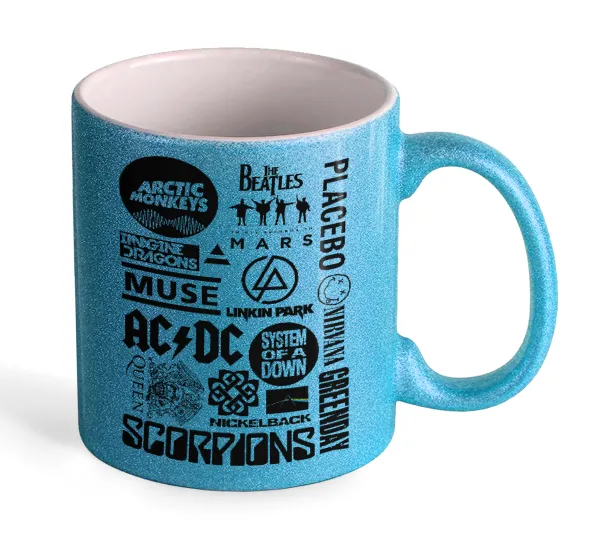 Best Rock Bands Collection — Κούπα Σιέλ Glitter που γυαλίζει, κεραμική, 330ml