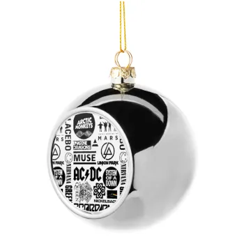 Best Rock Bands Collection, Silver 8cm Christmas tree ball ornament