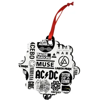 Best Rock Bands Collection, Christmas ornament snowflake wooden 7.5cm
