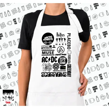 Best Rock Bands Collection, Ποδιά μακριά Σεφ ολόσωμη με τσέπες white (ΕΝΗΛΙΚΩΝ)