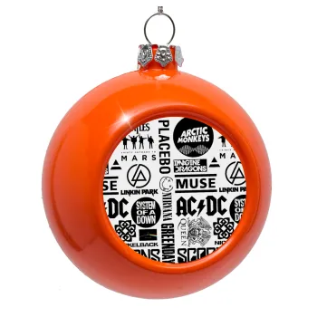 Best Rock Bands Collection, Orange Christmas tree ornament bauble 8cm