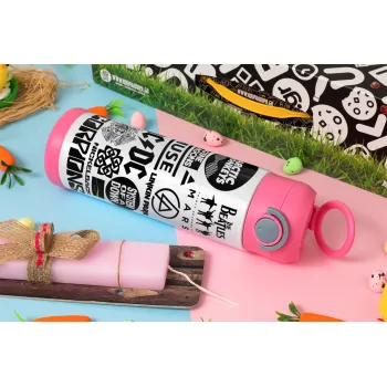 Best Rock Bands Collection, Easter candle, Childrens hot water bottle, stainless steel, with safety straw, PINK (500ml)