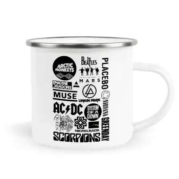 Best Rock Bands Collection, Metallic enamel cup white 360ml