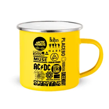Best Rock Bands Collection, Yellow Enamel Metallic Cup 360ml