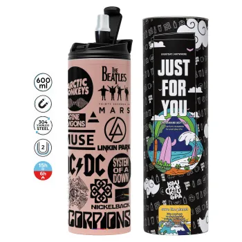 Best Rock Bands Collection, Tumbler stainless steel PINK 600ml