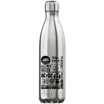 Best Rock Bands Collection, Inox (Stainless steel) hot metal mug, double wall, 750ml