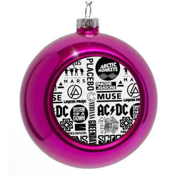 Best Rock Bands Collection, Purple Christmas tree ornament bauble 8cm