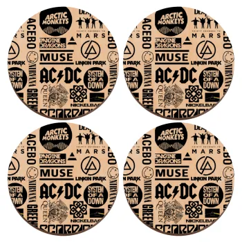 Best Rock Bands Collection, ΣΕΤ x4 Σουβέρ ξύλινα στρογγυλά plywood (9cm)