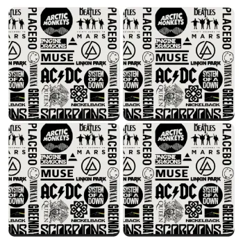 Best Rock Bands Collection, ΣΕΤ 4 Σουβέρ ξύλινα τετράγωνα (9cm)