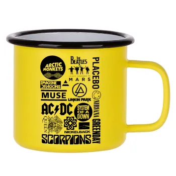 Best Rock Bands Collection, Metallic enamel MATT Yellow cup 360ml