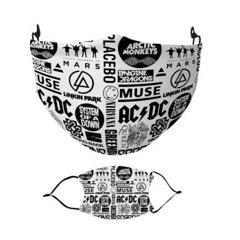 Best Rock Bands Collection, Μάσκα υφασμάτινη Ενηλίκων πολλαπλών στρώσεων με υποδοχή φίλτρου