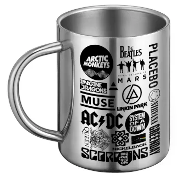 Best Rock Bands Collection, Ανοξείδωτη Μεταλλική Κούπα 450ml - Διπλού Τοιχώματος