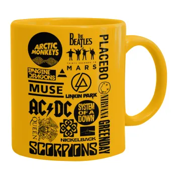 Best Rock Bands Collection, Ceramic coffee mug yellow, 330ml