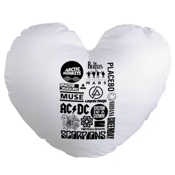 Best Rock Bands Collection, Μαξιλάρι καναπέ καρδιά 40x40cm περιέχεται το  γέμισμα