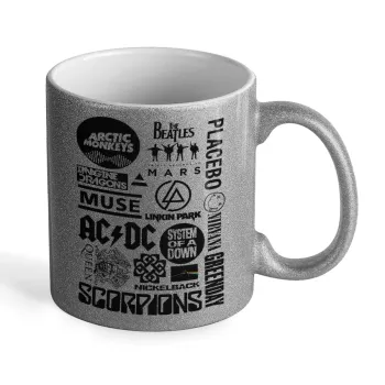 Best Rock Bands Collection, Κούπα Ασημένια Glitter που γυαλίζει, κεραμική, 330ml
