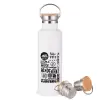 Stainless steel White with wooden lid (bamboo), double wall, 750ml