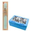 Easter Set, children's snack container BLUE & Easter aromatic flat candle (30cm) (TURQUOISE)