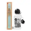 Easter Set, metallic aluminum water bottle (500ml) & scented flat candle (30cm) (TURQUOISE)