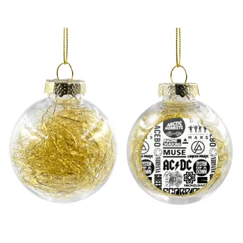 Best Rock Bands Collection, Transparent Christmas tree ball ornament with gold filling 8cm