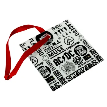 Best Rock Bands Collection, Christmas ornament, glass square ornament 9x9cm