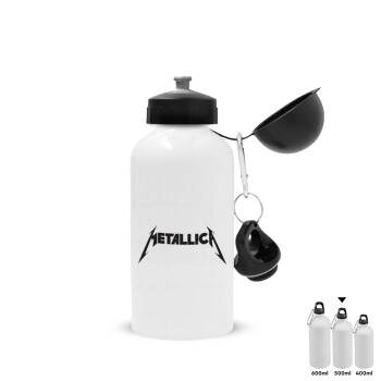 Metallica logo, Metal water bottle, White, aluminum 500ml