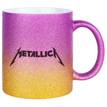 Metallica, Κούπα Χρυσή/Ροζ Glitter, κεραμική, 330ml