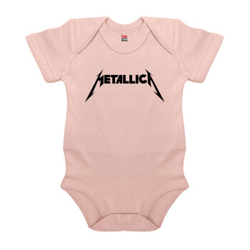 Metallica, Βρεφικό φορμάκι μωρού, 0-18 μηνών, ΡΟΖ POWDER, 100% Organic Cotton, κοντομάνικο