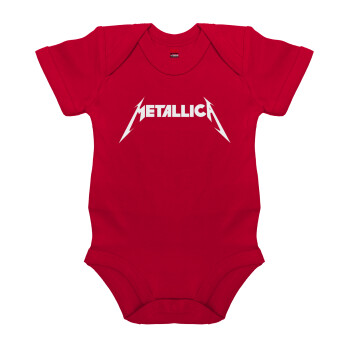 Metallica, Βρεφικό φορμάκι μωρού, ΚΟΚΚΙΝΟ, 100% Organic Cotton, κοντομάνικο