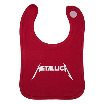 Metallica logo, Σαλιάρα με Σκρατς Κόκκινη 100% Organic Cotton (0-18 months)