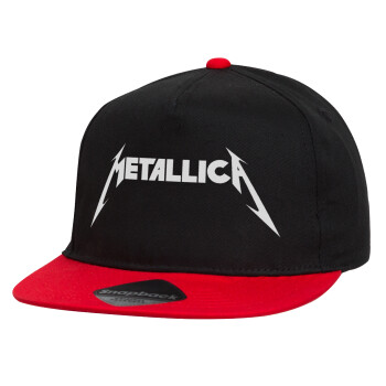 Metallica logo, Καπέλο παιδικό snapback, 100% Βαμβακερό, Μαύρο/Κόκκινο