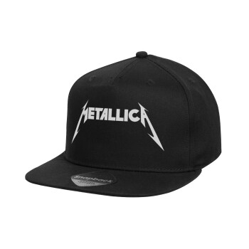 Metallica logo, Καπέλο παιδικό Flat Snapback, Μαύρο (100% ΒΑΜΒΑΚΕΡΟ, ΠΑΙΔΙΚΟ, UNISEX, ONE SIZE)