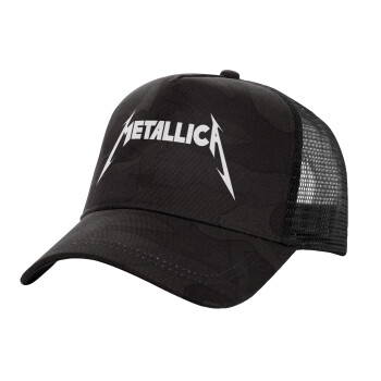Metallica logo, Καπέλο Ενηλίκων Structured Trucker, με Δίχτυ, (παραλλαγή) Army σκούρο (100% ΒΑΜΒΑΚΕΡΟ, ΕΝΗΛΙΚΩΝ, UNISEX, ONE SIZE)