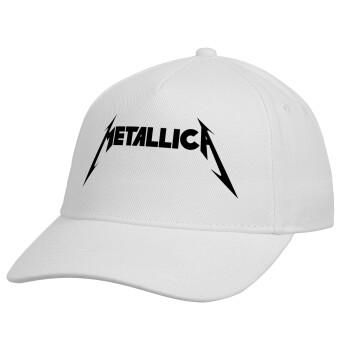 Metallica logo, Καπέλο παιδικό Baseball, 100% Βαμβακερό, Λευκό