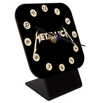 Metallica logo, Quartz Table clock in natural wood (10cm)