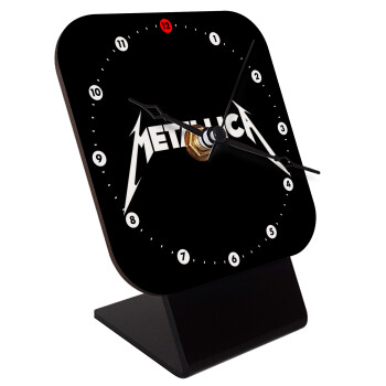 Metallica logo, Quartz Wooden table clock with hands (10cm)